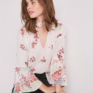 Lucky Brand Mixed Print Choker blouse